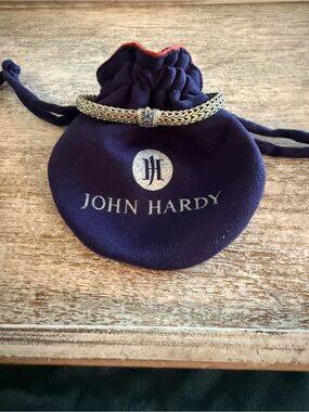 John Hardy Gold Braided Bracelet with Pave Accent
